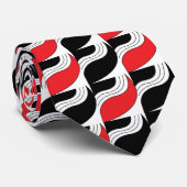 Black Red Modern Geometric Pattern Stropdas (Opgerold)