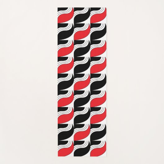 Black Red Modern Geometric Pattern Yogamat (Voorkant)