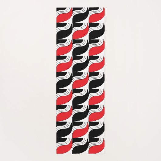 Black Red Modern Geometric Pattern Yogamat (Achterkant)