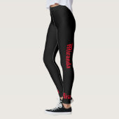 Black & Red Name American Gothic Script Tattoo Leggings (Links)