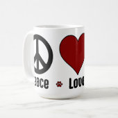 Black Red Peace Love BBG Mug (Devant gauche)