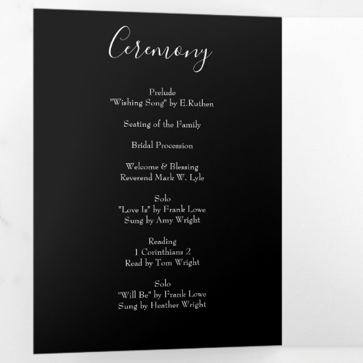 Black & Red Peony & Rose Floral Wedding Programmes (Intérieur en premier)