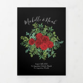 Black & Red Peony & Rose Floral Wedding Programmes (Page de couverture)
