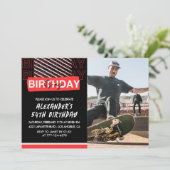 Black Red Photo 54e anniversaire invitations Homme (Debout devant)