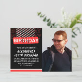 Black Red Photo 64e anniversaire invitations Homme (Debout devant)