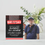 Black Red Photo 71e anniversaire invitations Homme (Debout devant)