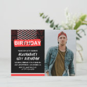 Black Red Photo Hommes 41e anniversaire invitation (Debout devant)