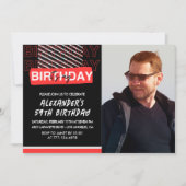 Black Red Photo Hommes 59e anniversaire invitation (Devant)