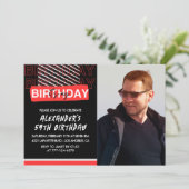 Black Red Photo Hommes 59e anniversaire invitation (Debout devant)