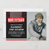 Black Red Photo Hommes 72e anniversaire invitation (Devant)