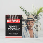 Black Red Photo Hommes 88e anniversaire invitation (Debout devant)