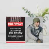 Black Red Photo Hommes invitations à 82e anniversa (Debout devant)