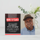 Black Red Photo invitations à 97e anniversaire Hom (Debout devant)