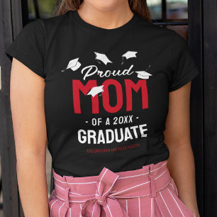 Black Red Proud Mom 2025 Afstuderen T-shirt
