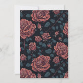 Black Red Roses Floral Bridal Douche Invitation (Dos)