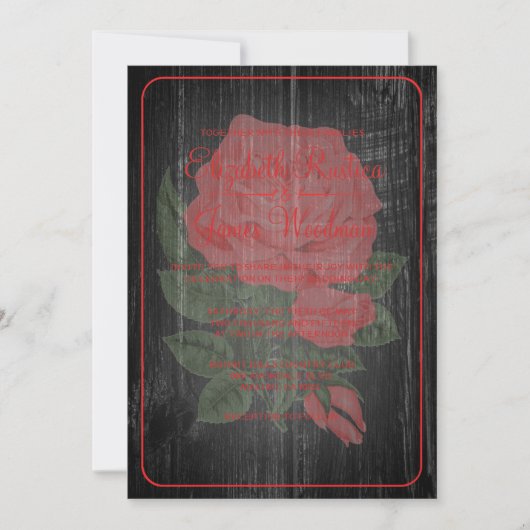 Black & Red Rustic Floral Wedding Invitations (Devant)