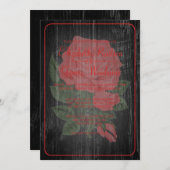 Black & Red Rustic Floral Wedding Invitations (Devant / Derrière)