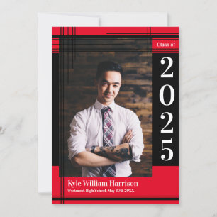 Black Red School Color Afstuderen Foto vastgelegd Kaart