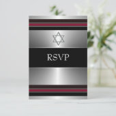 Black Red Silver Star de David Bar Mitzvah RSVP (Debout devant)