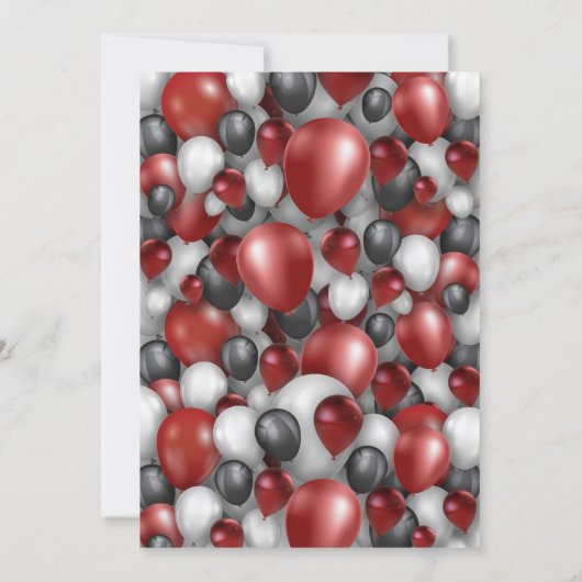 Black Red Silver & White 40th Birthday Invitation (Dos)