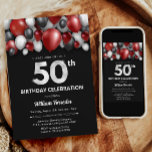 Black Red Silver & White Invitation 50th Birthday<br><div class="desc">Faites une déclaration audacieuse pour votre prochain bain d'anniversaire avec notre Black, Red, Silver et White Invitation Suite! Donnez le ton d'une célébration élégante et inoubliable avec ce thème saisissant qui combine élégance classique.</div>