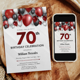 Black Red Silver & White Invitation 70e anniversai