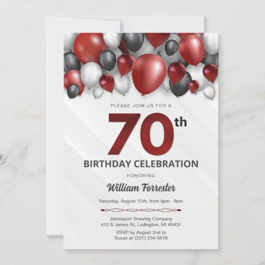 Black Red Silver & White Invitation 70e anniversai (Devant)