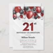 Black Red Silver & White Invitation du 21e anniver (Devant)