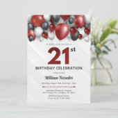 Black Red Silver & White Invitation du 21e anniver (Debout devant)