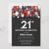 Black Red Silver & White Invitation du 21e anniver (Devant)