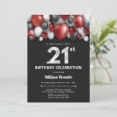 Black Red Silver & White Invitation du 21e anniver (Debout devant)