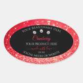 Black Red Sparkle Glitter Product Packaging Labels (Voorkant)