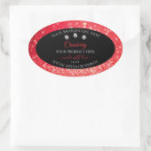 Black Red Sparkle Glitter Product Packaging Labels (Tas)