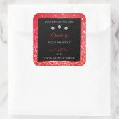 Black Red Sparkle Glitter Product Packaging Labels (Tas)
