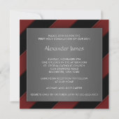 Black Red Stripe Boy First Communion Invitation (Dos)