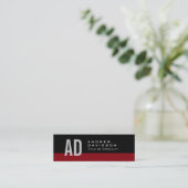 Black Red Stripe Grey Monogram Slim Visitekaartje (Staand voorkant)