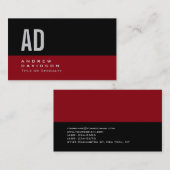Black Red Stripe Grey Monogram Style Visitekaartje (Voorkant / Achterkant)