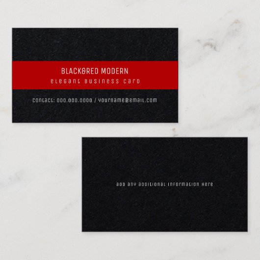black&red stripe modern elegant pro visitekaartje (Voorkant / Achterkant)