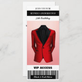 Black Red Tuxedo Anniversaire Billet Invitation (Devant / Derrière)