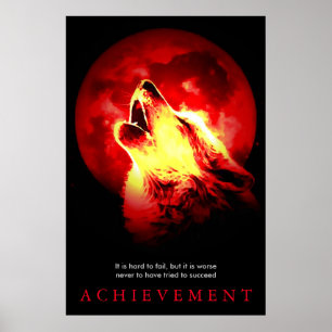 Black Red Unique Motivatie Quote Wolf Poster