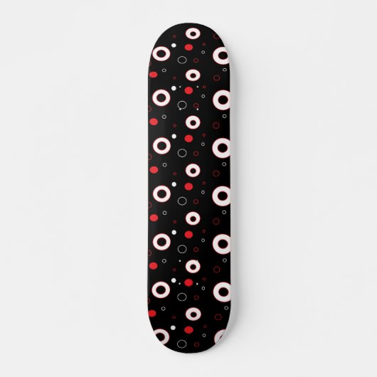 Black Red White Lines en Polka Dot Abstract Skateboard (Voorkant)