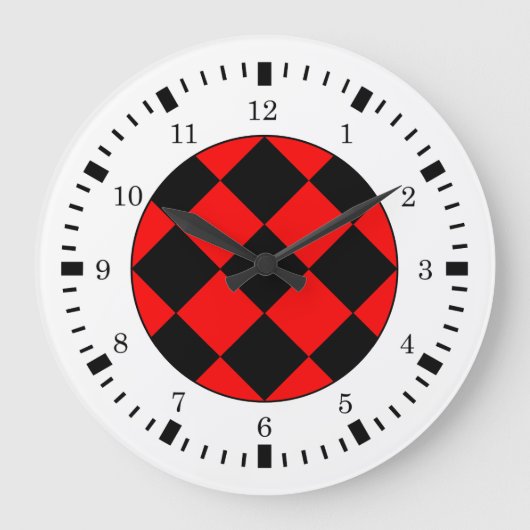 Black Red White Racing Theme Wall Clock Grote Klok (Voorkant)