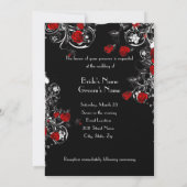Black Red White Rose Wedding Invitation Kaart (Achterkant)