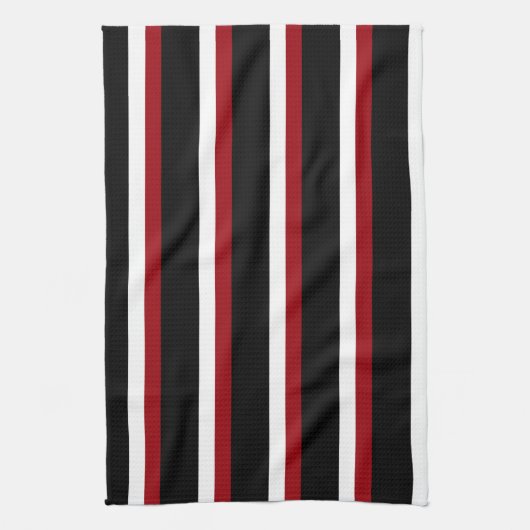 Black Red White Striped Kitchen Towel Theedoek (Verticaal)