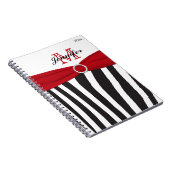 Black Red White Zebra Striped Notitieboek (Rechterzijde)