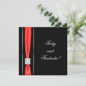 Black Red Women Classy 40ste verjaardagsfeestje Kaart (Staand voorkant)