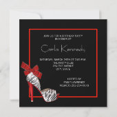 Black Red Zebra Anniversaire des invitations (Dos)