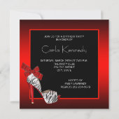 Black Red Zebra Anniversaire des invitations (Dos)