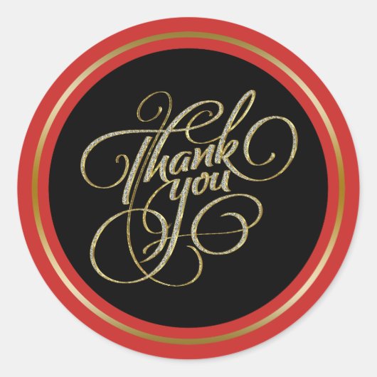 Black & RedFrame DankYou Typografie Ronde Sticker (Voorkant)