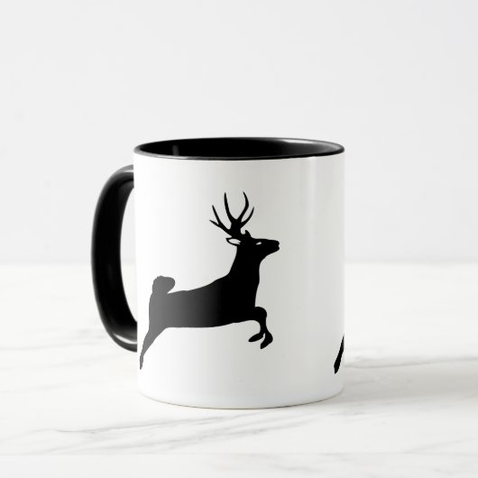 Black Reindeer Silhouette White Mok (Voorkant links)